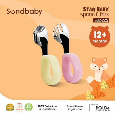Sundbaby Stainless Steel Star Baby Spoon & Fork