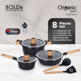 a ORGANIC Black Crystal  Cookware 8 pcs set