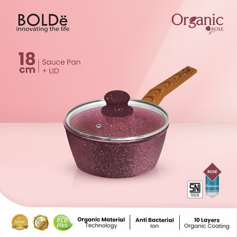 ORGANIC ROSE Sauce Pan 18 cm + Lid