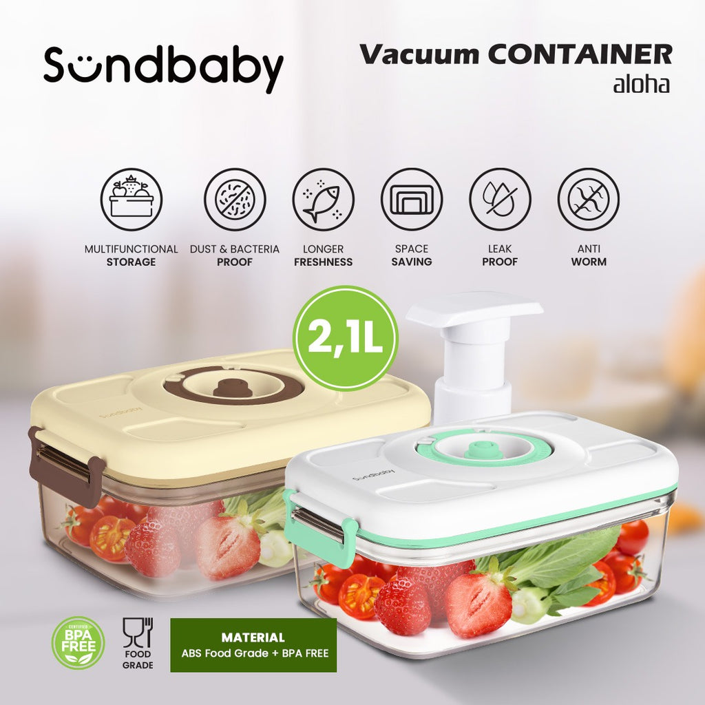 Sundbaby Smart Vacuum Container - Aloha (Box Penyimpanan Makanan) 2.1 Liter
