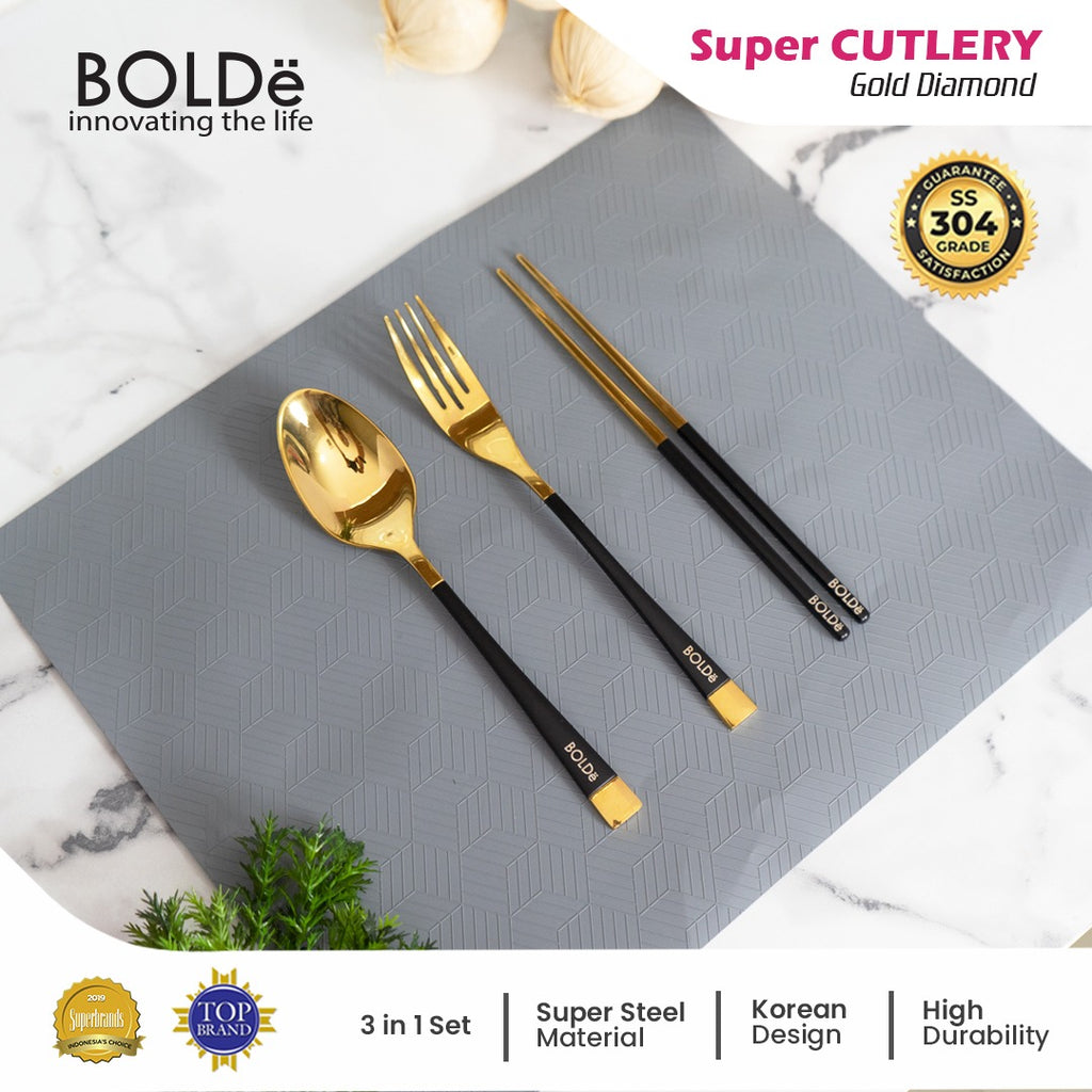 BOLDe Super Cutlery Gold Diamond Set 4pcs