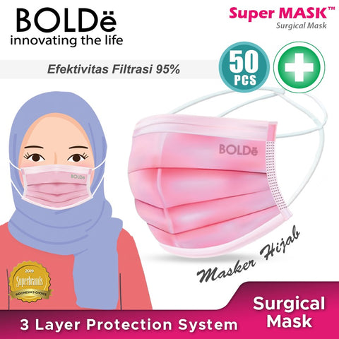 BOLDe Masker Hijab Medis Platinum Plus 3 Ply ( 50 pcs )
