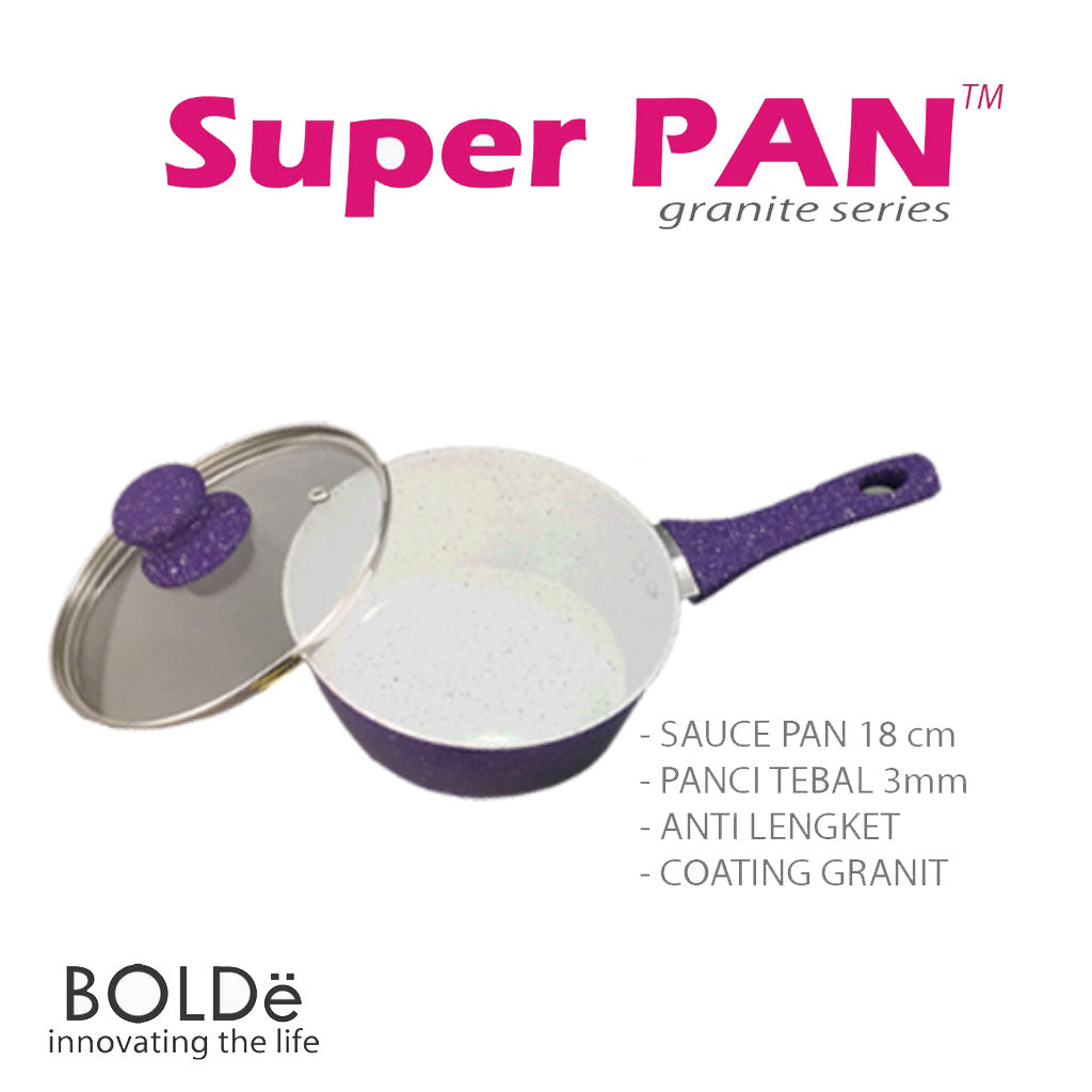 Sauce PAN 18 cm + glass lid, Granite Purple Series